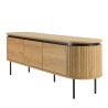Natural-coloured rounded TV cabinet with 3 doors - ETHAN
