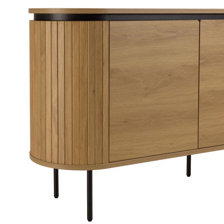 Natural-coloured rounded sideboard with 3 doors - ETHAN