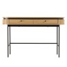Rounded console table in natural colour with 2 drawers and black metal legs - ETHAN