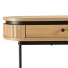 ETHAN - Console arrondie couleur naturelle 2 tiroirs pieds métal noir