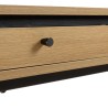 Rounded console table in natural colour with 2 drawers and black metal legs - ETHAN
