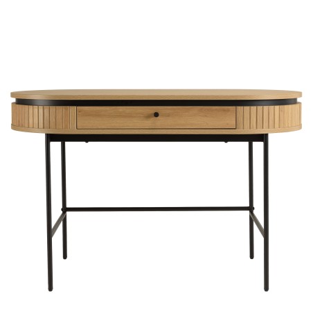 Bureau arrondi couleur naturelle 1 tiroir pieds métal noir - ETHAN