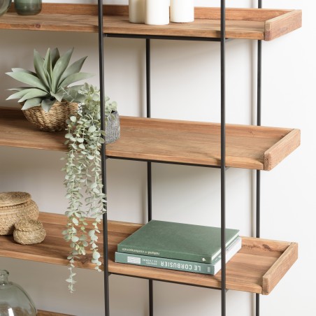 DANDY - Etagère 5 niveaux bois Pin recyclé structure métal