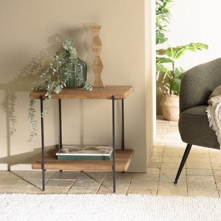 Table d'appoint rect. 50x42cm bois Pin recyclé et pieds métal - DANDY