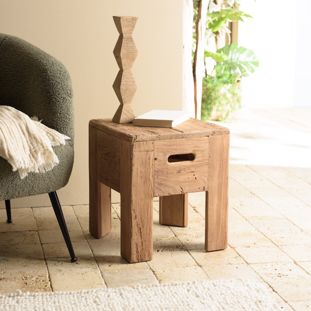 Tabouret carré 35x35cm bois Pin recyclé SANDY Tabouret carré 35x35cm bois Pin recyclé SANDY