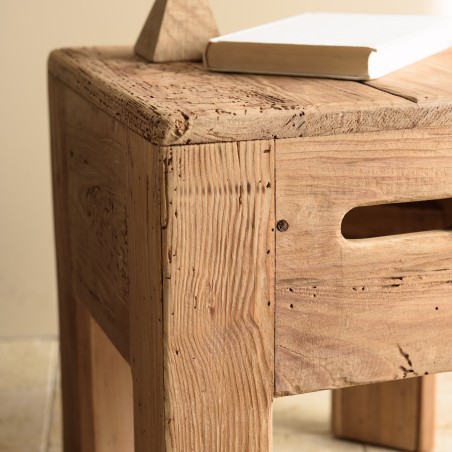 Tabouret carré 35x35cm bois Pin recyclé SANDY
