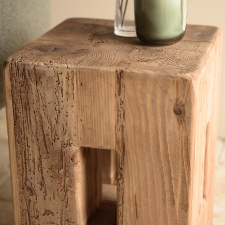 Square stool 30x30cm recycled pine wood SANDY