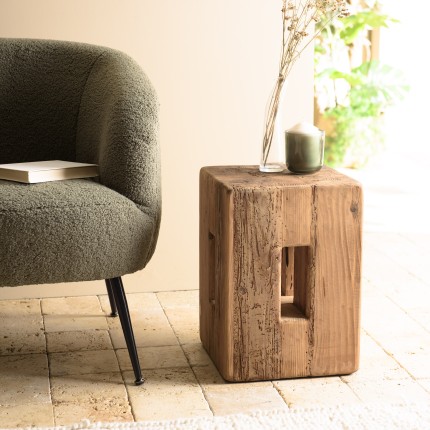 Square stool 30x30cm recycled pine wood SANDY