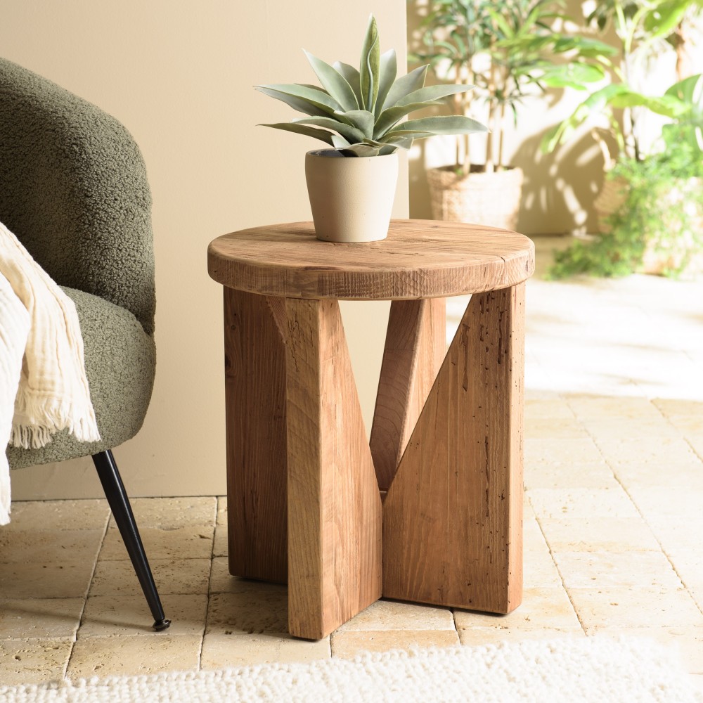 Round stool 40x40cm recycled pine wood SANDY Round stool 40x40cm recycled pine wood SANDY