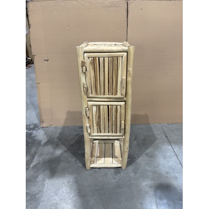 WILL 1-Tier Shelf with 2 Doors - Natural Teak Branches
