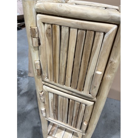 WILL 1-Tier Shelf with 2 Doors - Natural Teak Branches