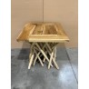 SECONDE MAIN - Table d'appoint nature - plateau carré 55x55cm Teck pieds bois flotté