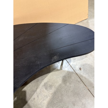 SECOND HAND - Ovoid coffee table with textured black matt top and black iron legs