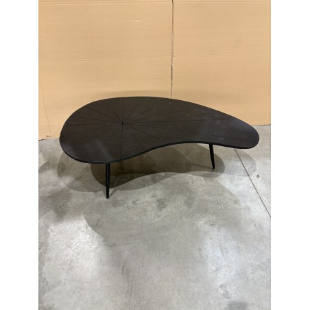 SECOND HAND - Ovoid coffee table with textured black matt top and black iron legs