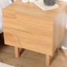 Natural-coloured bedside table with 2 drawers and rounded motif decoration - ETHAN