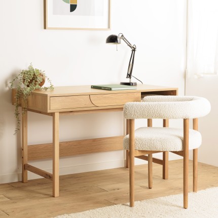 Bureau couleur naturelle 1 tiroir décor motif arrondi 1 niche - ETHAN