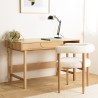Natural colour desk with 1 drawer, rounded pattern decoration and 1 niche - ETHAN
