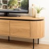 Meuble TV arrondi couleur naturelle 3 portes - ETHAN