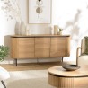 Natural-coloured rounded sideboard with 3 doors - ETHAN