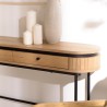 ETHAN - Console arrondie couleur naturelle 2 tiroirs pieds métal noir