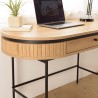 Bureau arrondi couleur naturelle 1 tiroir pieds métal noir - ETHAN
