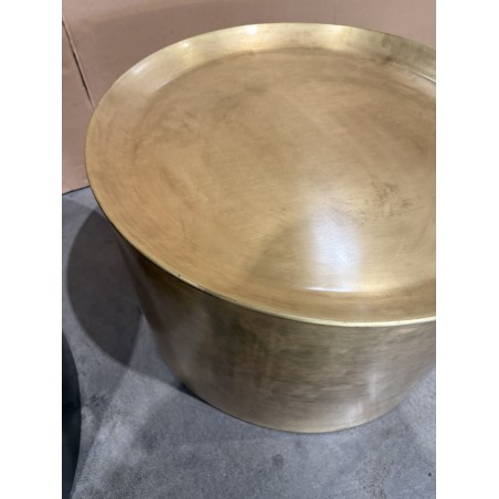 SECONDE MAIN - Set de 2 tables d'appoint rondes métal gris anthracite et doré