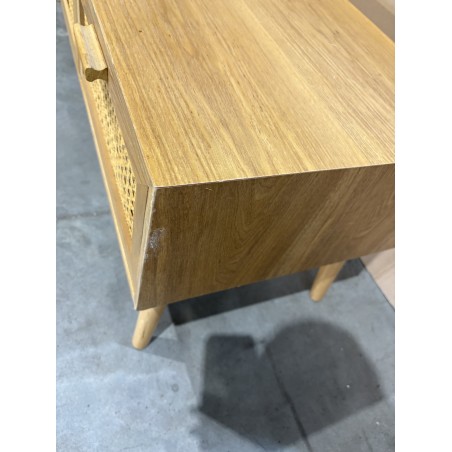 SECONDE MAIN - Meuble TV couleur naturelle 3 tiroirs bois cannage