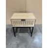 MARCEAU Bedside Table with 1 Drawer - Natural Cane and Black Metal Legs