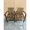 SECONDE MAIN - Ensemble de 2 fauteuils empilables en bois teck huilé