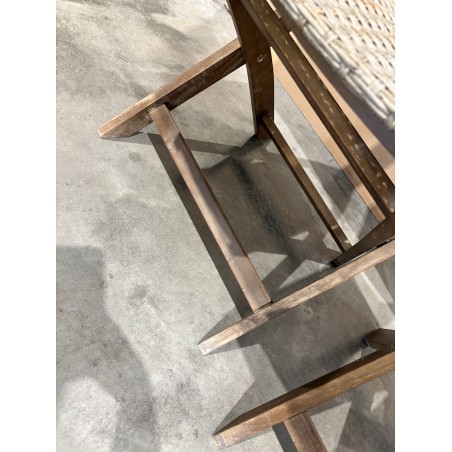 VICK Set of 2 Folding Garden Chairs - Acacia Wood & Rattan