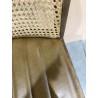 MARCEL Set of 2 Mango Wood Chairs - Padded Leather Seat & Rattan Backrest
