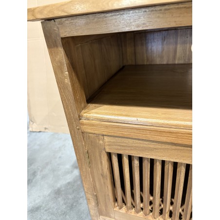 API Brown 2-door Teak Wood TV Stand | Louvered Doors