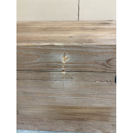 SECOND HAND - Brown storage chest, recycled pine with black metal handles