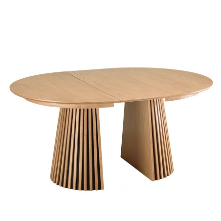 Table à manger ronde extensible L120/160/200 décor et chêne naturel - SYA