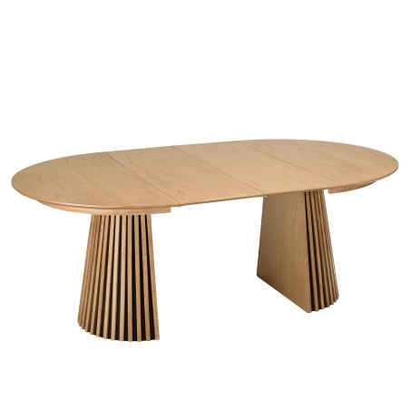 Extendable round dining table L120/160/200, decorative finish and natural oak - SYA