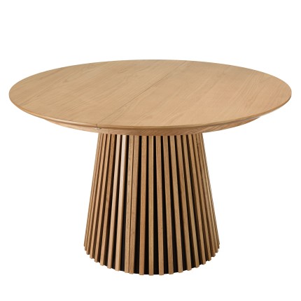 Extendable round dining table L120/160/200, decorative finish and natural oak - SYA