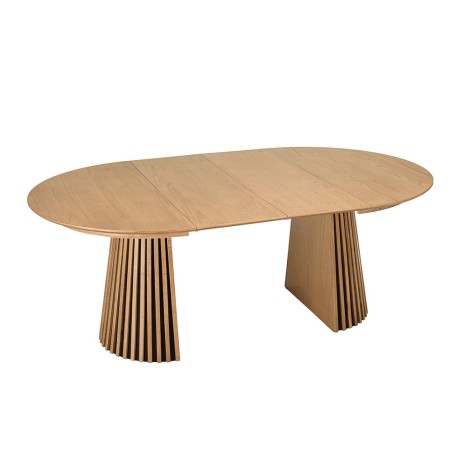 Table à manger ronde extensible L120/160/200 décor et chêne naturel - SYA