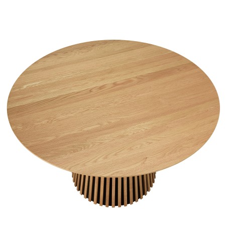 Round dining table D120 with decorative finish and natural oak legs with striated pattern - SYA