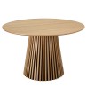Table à manger ronde D120 décor et chêne naturel pied à motif strié - SYA
