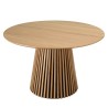 Table à manger ronde D120 décor et chêne naturel pied à motif strié - SYA