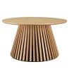 Table basse ronde D80 décor et chêne naturel pied à motif strié - SYA