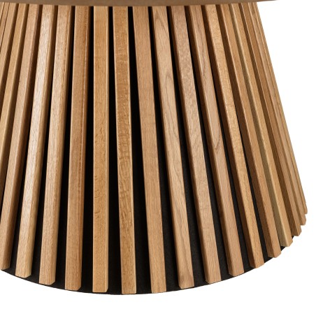 Round coffee table D80 with decorative finish and natural oak base with striated pattern - SYA