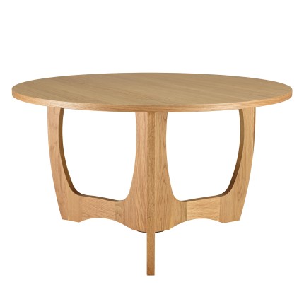 Round coffee table D80 with decorative finish and natural oak openwork base - SYA