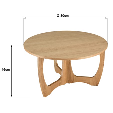 Table basse ronde D80 décor et chêne naturel pied ajouré - SYA