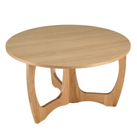 Round coffee table D80 with decorative finish and natural oak openwork base - SYA