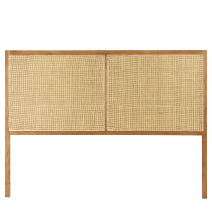 Headboard in natural rattan and solid oak for 140/160 cm beds - SYA