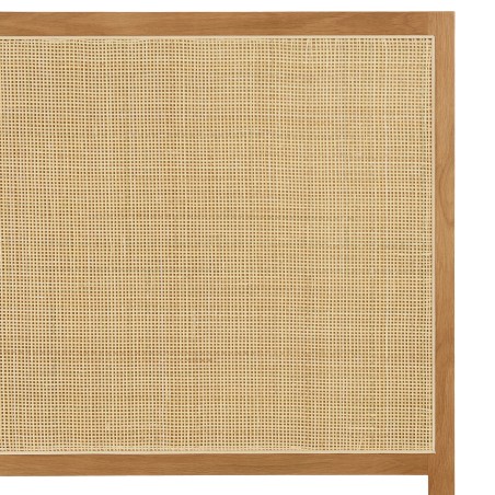 Headboard in natural rattan and solid oak for 140/160 cm beds - SYA