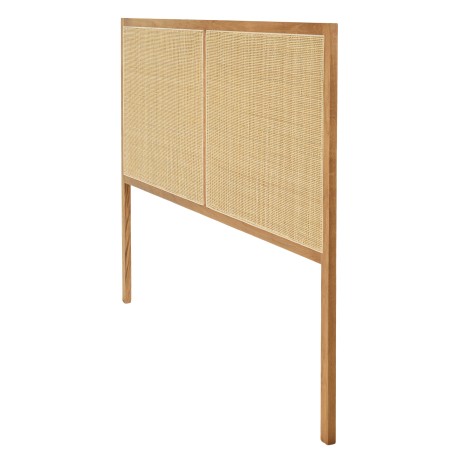 Headboard in natural rattan and solid oak for 140/160 cm beds - SYA
