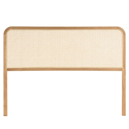Tête de lit bords arrondis rotin naturel chêne massif 140/160cm