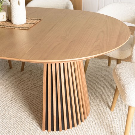 Extendable round dining table L120/160/200, decorative finish and natural oak - SYA